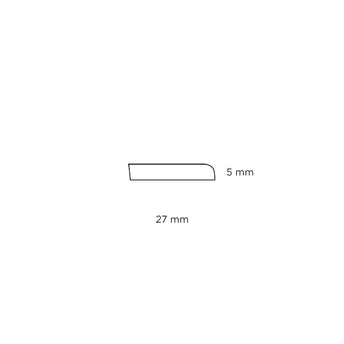 Forkantliste hvid 1 rund kant - 5 x 27 mm x 3 meter